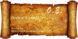 Ondra Elemér névjegykártya